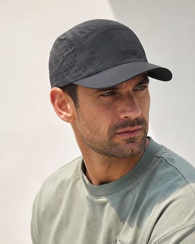 CLAPE 5 Panel Running Hat for Small Heads, Quick Dry Short Brim Cap - color: Bssd2575-grey