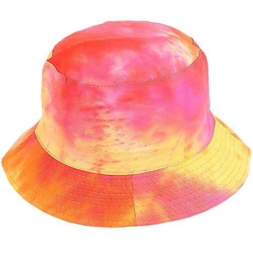 Tie Dye Bucket Hat Reversible Cotton Multicolored Fisherman Cap Packable Sun Hat - color: Multicolor B