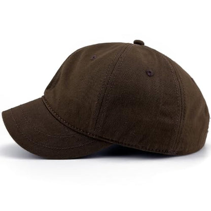 Loneshark Short Brim Baseball Cap for Running Small Bill Umpire Hat - color: Brown