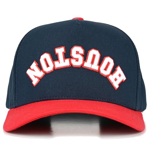 Premium Embroidered Hat | Houston Upside Down Hat - color: Red/Navy