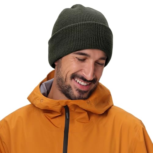 Connectyle Thick Cuffed Beanie for Men & Women Double Layer Knit Winter Hat Acrylic Watch Hat Warm Stocking Skull Cap - color: Army Green