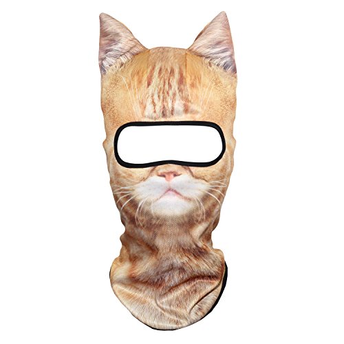 WTACTFUL 3D Animal Ears Balaclava, Breathable Face Mask for Halloween - color: Exotic Shorthair Meb-25