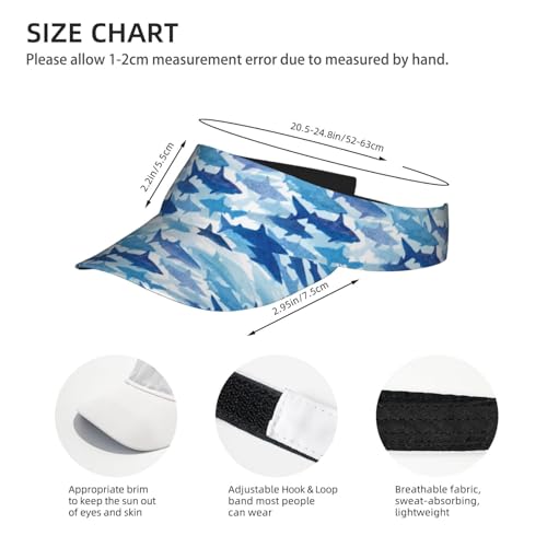 Sports Sun Visor Hat for Men Women, Adjustable Breathable Golf Tennis Cap - color: Shark