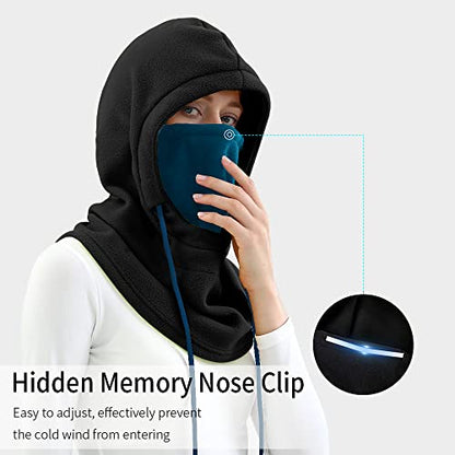 Achiou Ski Mask, Winter Balaclava Warm Windproof Face Cover Men Women - color: Black