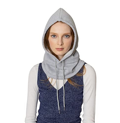 Unisex Sporty Snood Hat with drawstring Hood Scarf Neck Warmer Winter Balaclava Hood - color: Light Grey