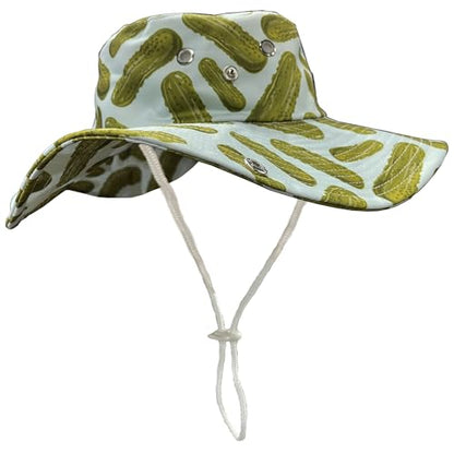 Funny Sun Hat for Men Women Wide Brim Bucket Hat Hiking Boonie Hat Summer Beach Fishing Caps - color: Pickle