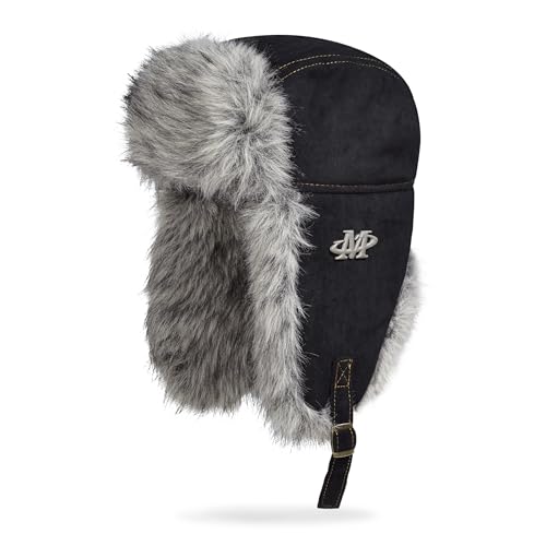 Croogo Faux Fur Trapper Hats with Ear Flaps Aviator Hat for Cold Weather Outdoor Ski Cap Black Ushanka Hat for Men Women - color: Pl2513-black