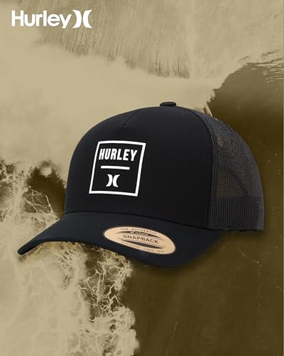 Hurley Mens Trucker Hat Fairway Mesh Trucker Hat, Quick Dry Snapback - color: Black