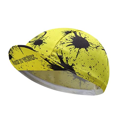 Funny Cycling Cap - Polyester Skull Cycling Hat-Under Helmet -Cartoon Cycling Helmet Liner Breathable&Sweat Uptake - color: Chun-yellow