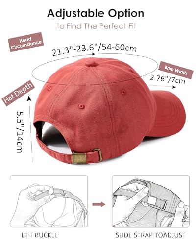 Lvaiz Womens Satin Lined Baseball Cap Washed Cotton Adjustable Dad Hat - color: Orange Red