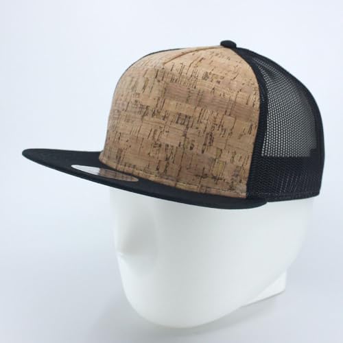 The Vintage Year Cork Square Cotton Flat Visor Mesh/Denim Adjustable Snapback Baseball Caps (Black)