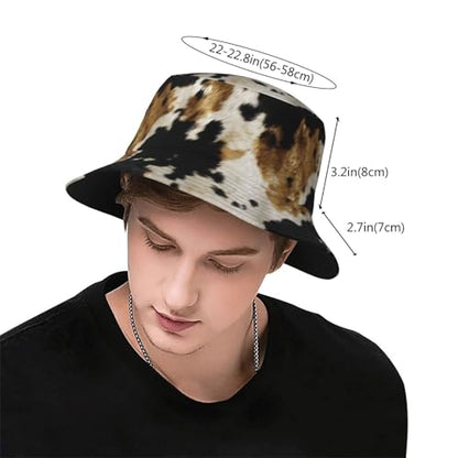 Bucket Hat for Men Women Packable Sun Hats Fisherman Outdoor Summer Travel Hiking Beach Caps - color: Cowhide