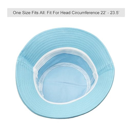 Wheebo Solid Color Bucket Hat for Women Summer Beach Fishmen Hat for Lady Adult Unisex Cotton Cap…… - color: A-sc-skyblue