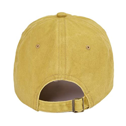 LANGZHEN Unisex Baseball Cap 100% Cotton Fits Men Women Washed Denim Adjustable Dad Hat - color: Washed-yellow