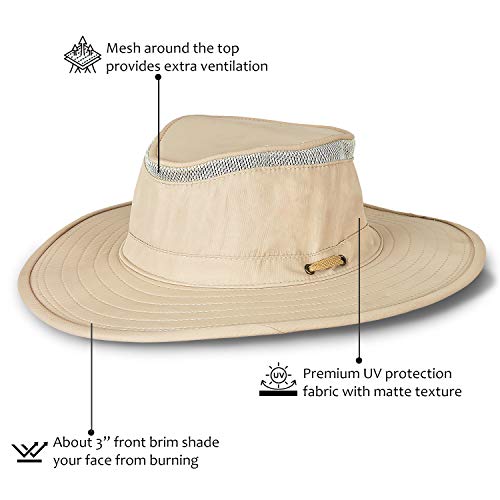 Solaris Mens Sun Hat Neck Flap 2 in 1 Foldable Waterproof UPF 50+ Baseball Cap Fishing Hiking Outdoor - color: Tan
