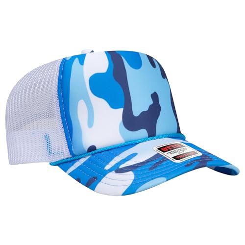 BROTHER TRUCKERS The World's Greatest Polyester Trucker Hat Blank in 73+ Colors - Wholesale Snapback Hat - color: Blue Camo/White
