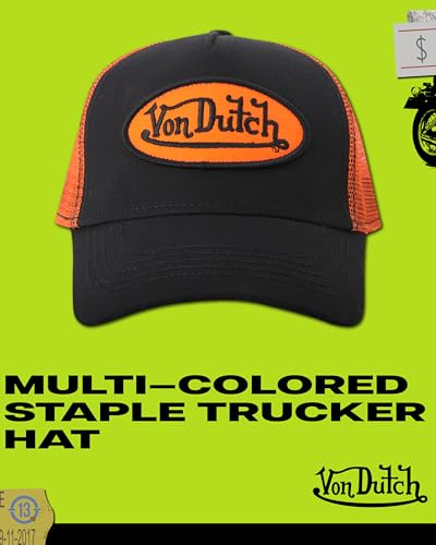 Von Dutch Unisex Trucker Hat, Colorblock, Mesh Back, Curved Bill, Snapback - color: Orange