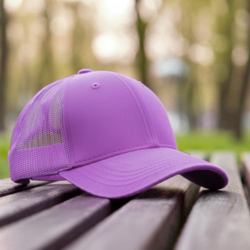 Falari Trucker Hat Baseball Cap Structured Plain Design 6 Panel, Adjustable Size - color: 1pk Lavender