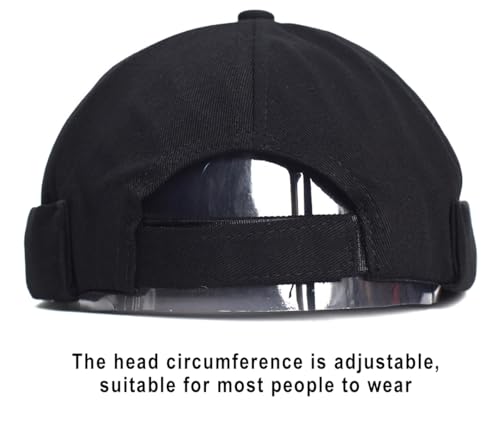 Mens Docker Cap – Brimless Beanie Skull Cap Retro Rolled Cuff Adjustable Cotton - color: Shark Embroidery