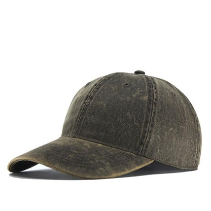 Heavy Washed Coated Canvas Wax-Look Adjustable Low Profile Men Women Baseball Cap - color: Unstructured Brown M