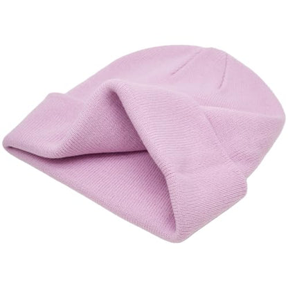 55cube Unisex Winter Beanie Hats Warm Thick Knit Cuffed Skullcaps - color: Dusty Mauve