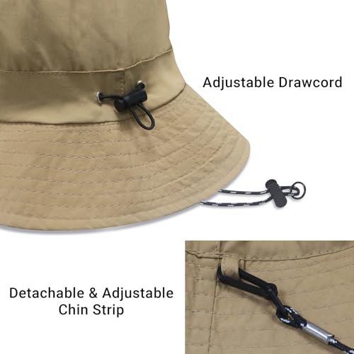 PFFY Waterproof Bucket Hats for Men Women Packable Sun Hat for Outdoors - color: Solid Khaki