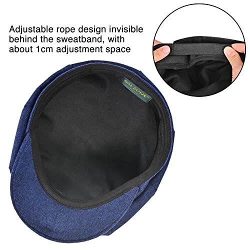 Mens Newsboy Cap High Woolen Tweed Gatsby Hat Ivy Cabbie Flat Golf Cap for Fathers Women Unisex - color: Blue, size: 7-7 1/8