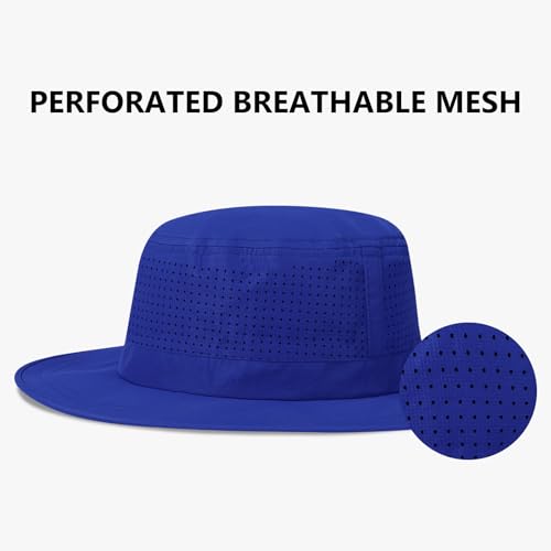UPF 50+ Bucket Sun Hat with Laser Perforated Mesh Cooling Adjustable Breathable Lightweight for Outdoor Men Women - color: Royal Blue