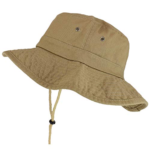 Trendy Apparel Shop XXL Oversize Large Brim 100% Cotton Outdoor Boonie Hat - color: Khaki, size: 3X-Large