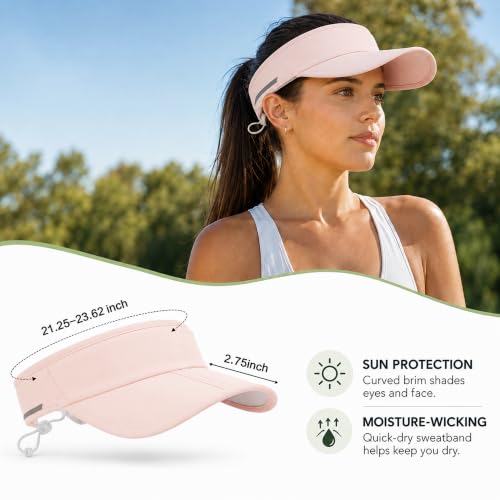 Sun Visor Caps Foldable Brim Adjustable Visor Hats for Women Men - color: 2# Pink