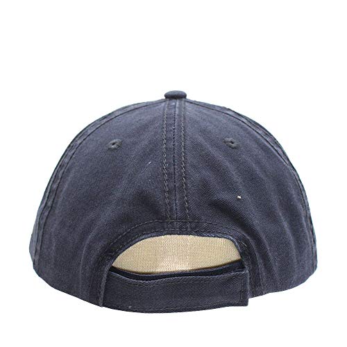 Washed Cotton Distressed with Heavy Stitching Adjustable Baseball Cap - color: Smk Blue/Navy