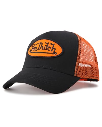 Von Dutch Unisex Trucker Hat, Colorblock, Mesh Back, Curved Bill, Snapback - color: Orange