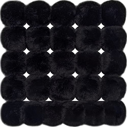 BQTQ 26 Pcs Faux Fur Pom Poms DIY Hat Pompoms with Elastic Loop (Black) - color: Black