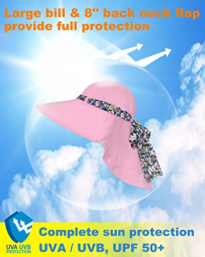 Tirrina Women's Sun Hat Wide Brim, UV Protection Sun Hats for Women - color: Pink