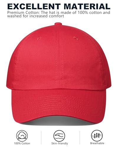 GADIEMKENSD Unstructured Baseball Cap Adjustable, Running Hat for Men Women, Cotton Dad Hat Plain for Outdoors Activities - color: Red