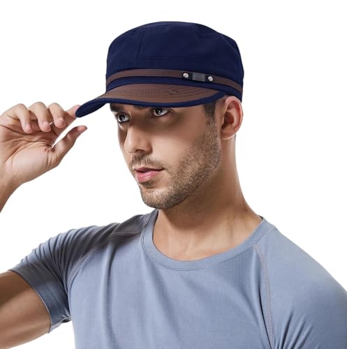 Initlove Military Hat Cadet Army Cap Flat Top Hats for Men Women - color: Navy