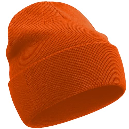 100% Cotton Beanie Hats for Women Men Winter Knit Hats Skull Cap - color: 1-orange