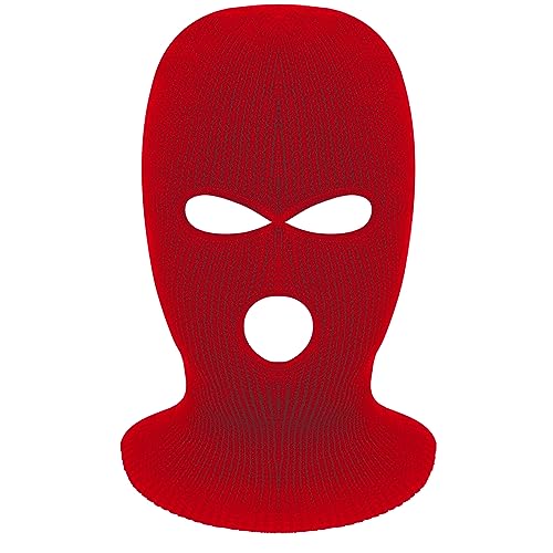 3-Hole Full Face Mask Cover Ski Mask Winter Balaclava Cap - color: Red
