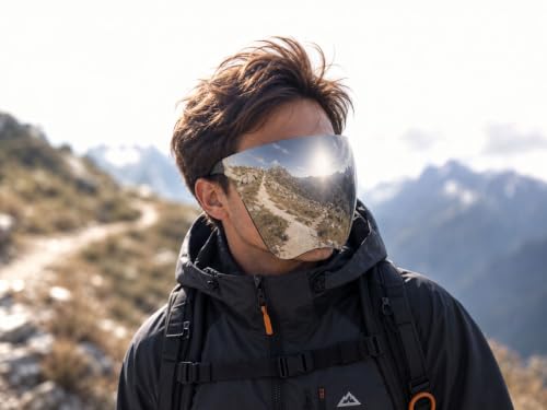 Full Face Shield Visor Sunglasses - Futuristic Mirror UV Blocking, Silver - color: Silver Mirror
