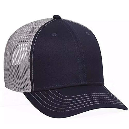 Ashen Fane 6 Panel Low Profile Contrast Vertical Mesh Back Snapback Hat - color: Nvy/Nvy/Gry