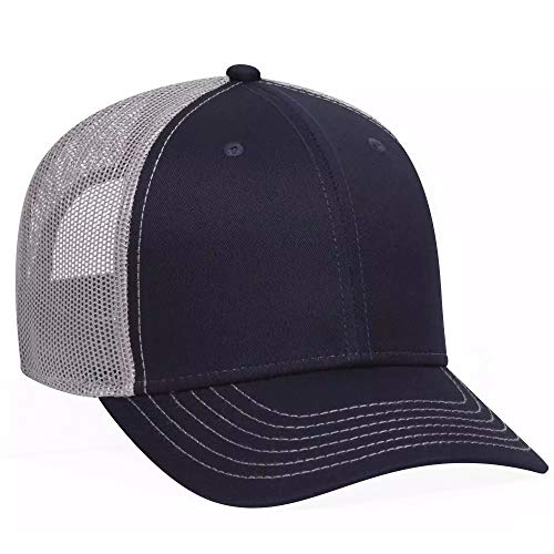 Ashen Fane 6 Panel Low Profile Contrast Vertical Mesh Back Snapback Hat - color: Nvy/Nvy/Gry