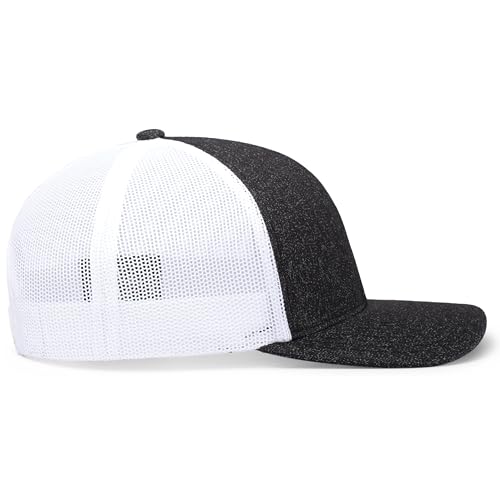 Pacific Headwear Melange Heather Low-Profile Trucker - color: Black Heather/White/Black Heather