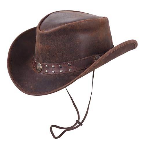 Unisex Leather Cowboy Hat Lightweight Handcrafted Western Shapeable Wide Brim | Western Hats for Men Black - color: Reddish Bull, size: X-Large