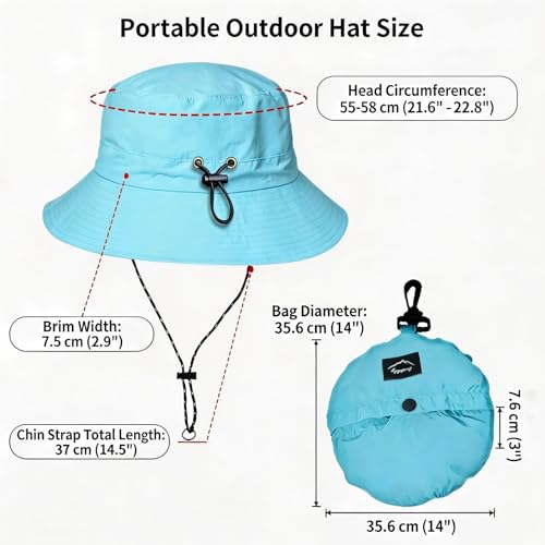 Honnesserry Bucket Hats for Woman Men Outdoor UV Sun Protection Hat Nylon - color: Blue