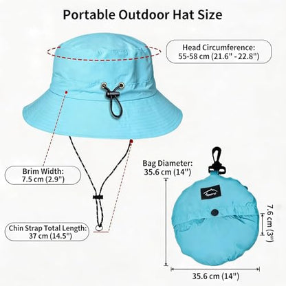 Honnesserry Bucket Hats for Woman Men Outdoor UV Sun Protection Hat Nylon - color: Blue