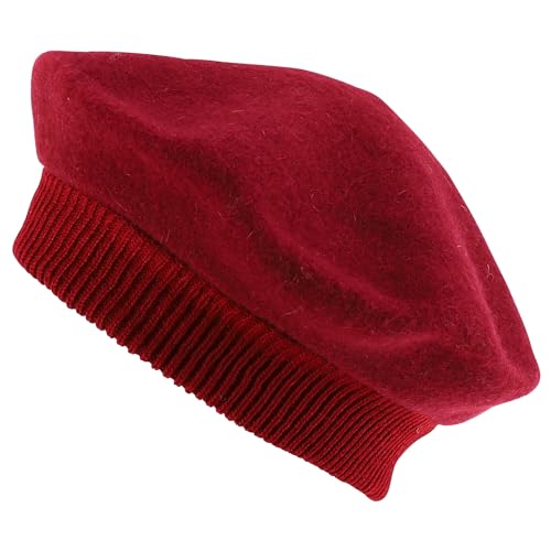Trendy Apparel Shop Plain Solid French Wool Beret Hat - color: Burgundy