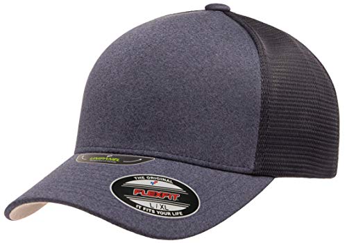 Flexfit Melange Unipanel Trucker Cap - color: Navy, size: Large-X-Large