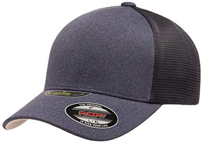 Flexfit Melange Unipanel Trucker Cap - color: Navy, size: Large-X-Large