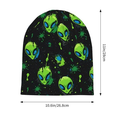 Slouchy Beanie Hat Skull Cap Chemo Headwear Baggy Hats for Men Women Running Cycling - color: Alien