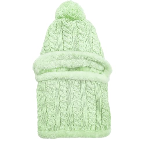 HUAMULAN Women Winter Knit Beanie Hats One Piece Fleece Lined Balaclavas - color: Light Green